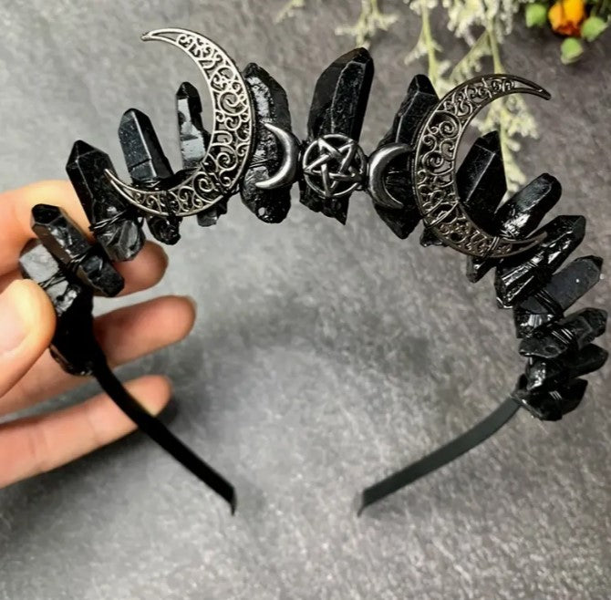 Black crystal headband